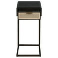thumbnail image 3 of Benjara Lanie Side C Table, 1 Drawer, Sleek Black Metal Frame, Faux Rattan, 3 of 5