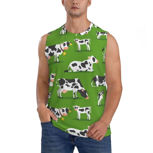Balery Cows With Calfs Green Camisetas sin mangas para hombre, absorbe la humedad y protege contra el mal olor.-XX-Large