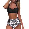 thumbnail image 1 of Swimsuit Women Women Vintage Swimsuit Two Piece Retro Halter Ruched High Waist Print Bikini Set, 1 of 9