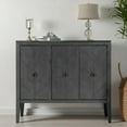 thumbnail image 2 of GZXS Versatile 3-Door Console Cabinet with Pine Wood Legs, Adjustable Shelves, and Retro Metal Handles for Home Organization - 37"L x 15.7"W x 31.5"H, Gray, 2 of 9