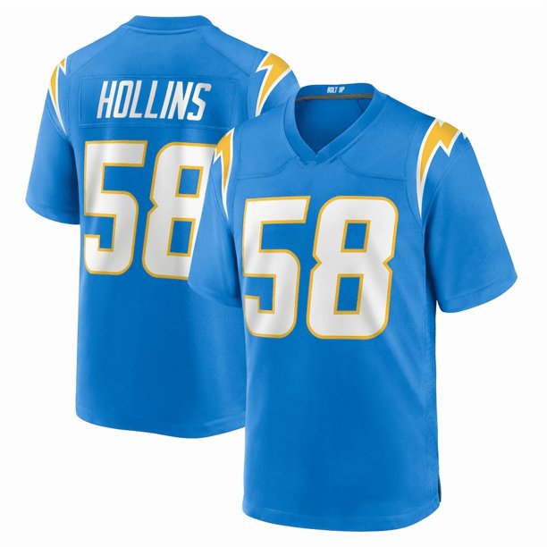 Camiseta de fútbol americano azul Justin Hollins #58 de para hombre - XL