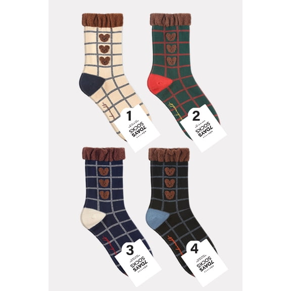 Women's Crew Line Bear Socks - 4 Pair Set