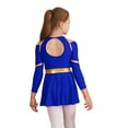 thumbnail image 2 of TiaoBug Kids Cheer Leader Costume Halloween Outfit Long Sleeve Cold Shoulder Cheerleading Dress Royal Blue 8, 2 of 7