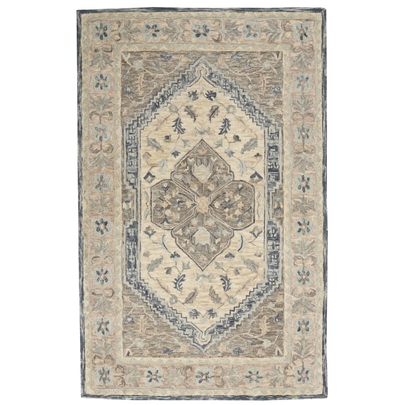 Nourison Bahari Transitional Persian Grey 5' x 7' Area Rug, (5' x 7')