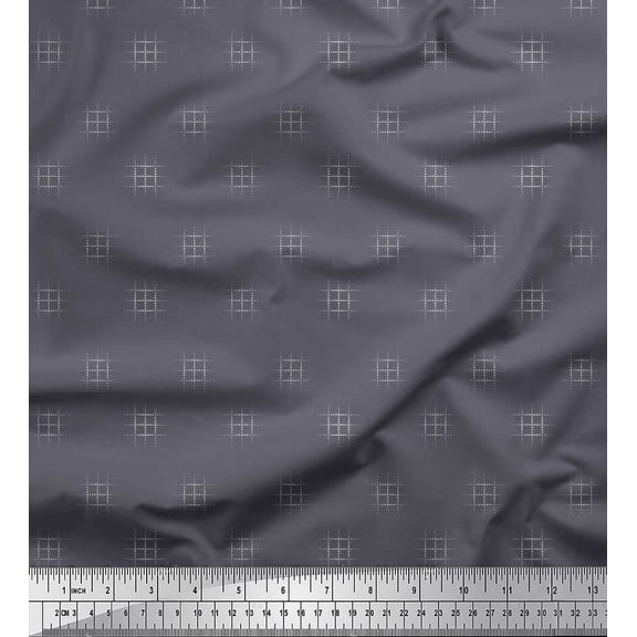 Soimoi Moss Georgette Fabric Dotted Check Small Fabric Prints by Yard 42 Inch Wide