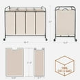 thumbnail image 3 of Laundry Sorter 4 Section, 47.8 Gal (181 L) Laundry Hamper with Wheels, Clothes Divider Basket Sorter, Clothes Separator Hamper Cart with Wheels and Removable Bags, Gray, 3 of 7