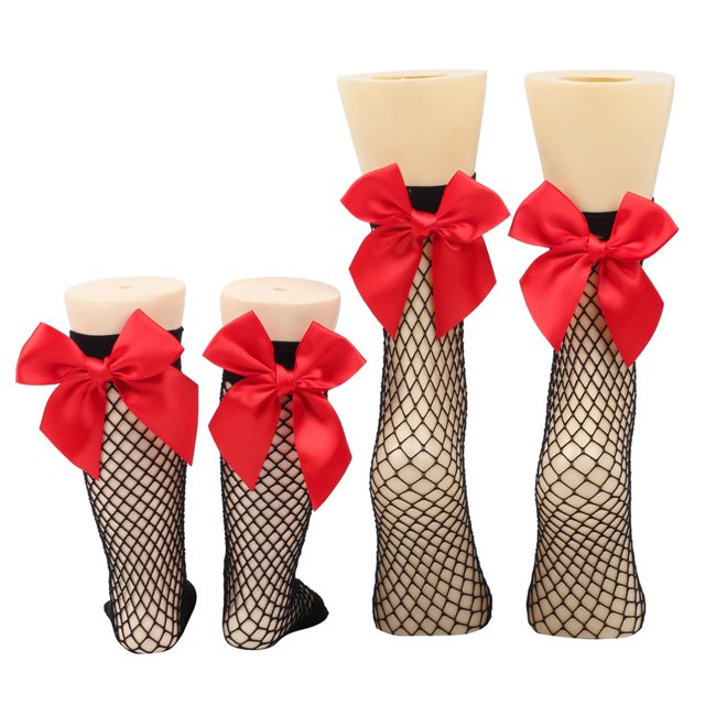 Chaussettes Résille pour Femmes Chaussettes Hautes en Maille Bas de Mode avec Noeud en Satin