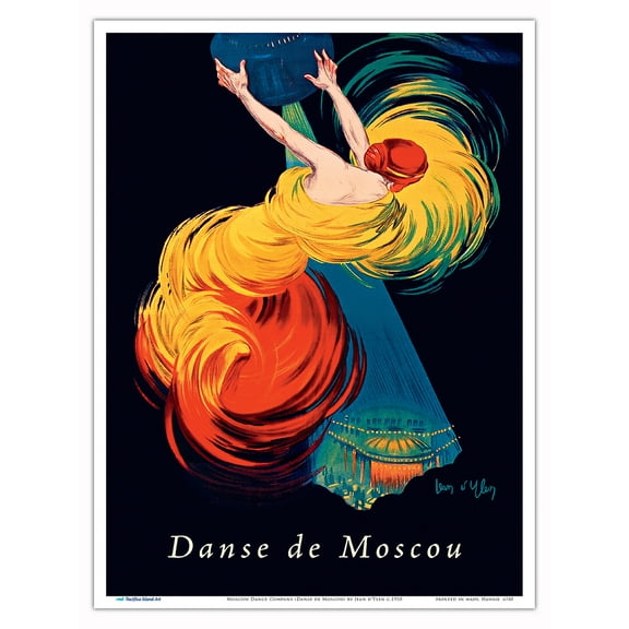 Moscow Dance Company (Danse de Moscou) - Vintage Dance Poster by Jean d'Ylen c.1920 - Master Art Print (Unframed) 9in x 12in