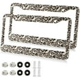 thumbnail image 2 of GZHJMY Leopard Print Animal Cheetah License Plate Frames for Women Men 2 Pcs Personalized Car License Plate Holder with Screw Caps, Round Hole Decorative, 2 of 7