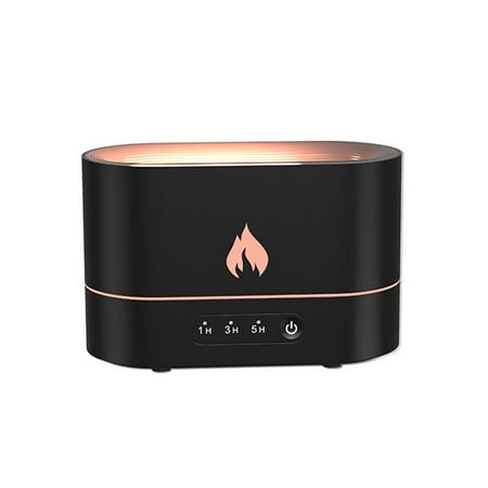 

LED Electric Mist Smart Timing USB Air Humidifier Essential Oil Aroma Diffuser Flame Effect BLACK