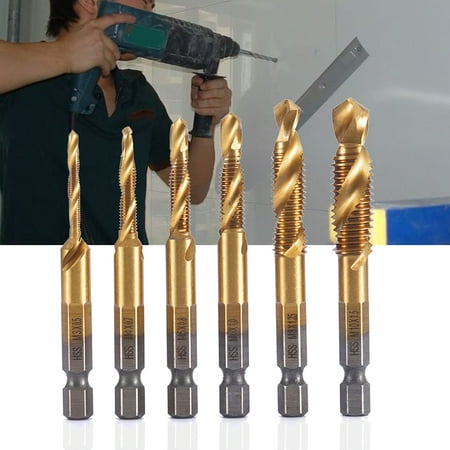 

Enjoymall 6Pcs/Set Tap Drill Bit Strong Toughness High Efficiency Wear-resistant Multifunctional Hexagon Tile Drill Bit for Plastic
