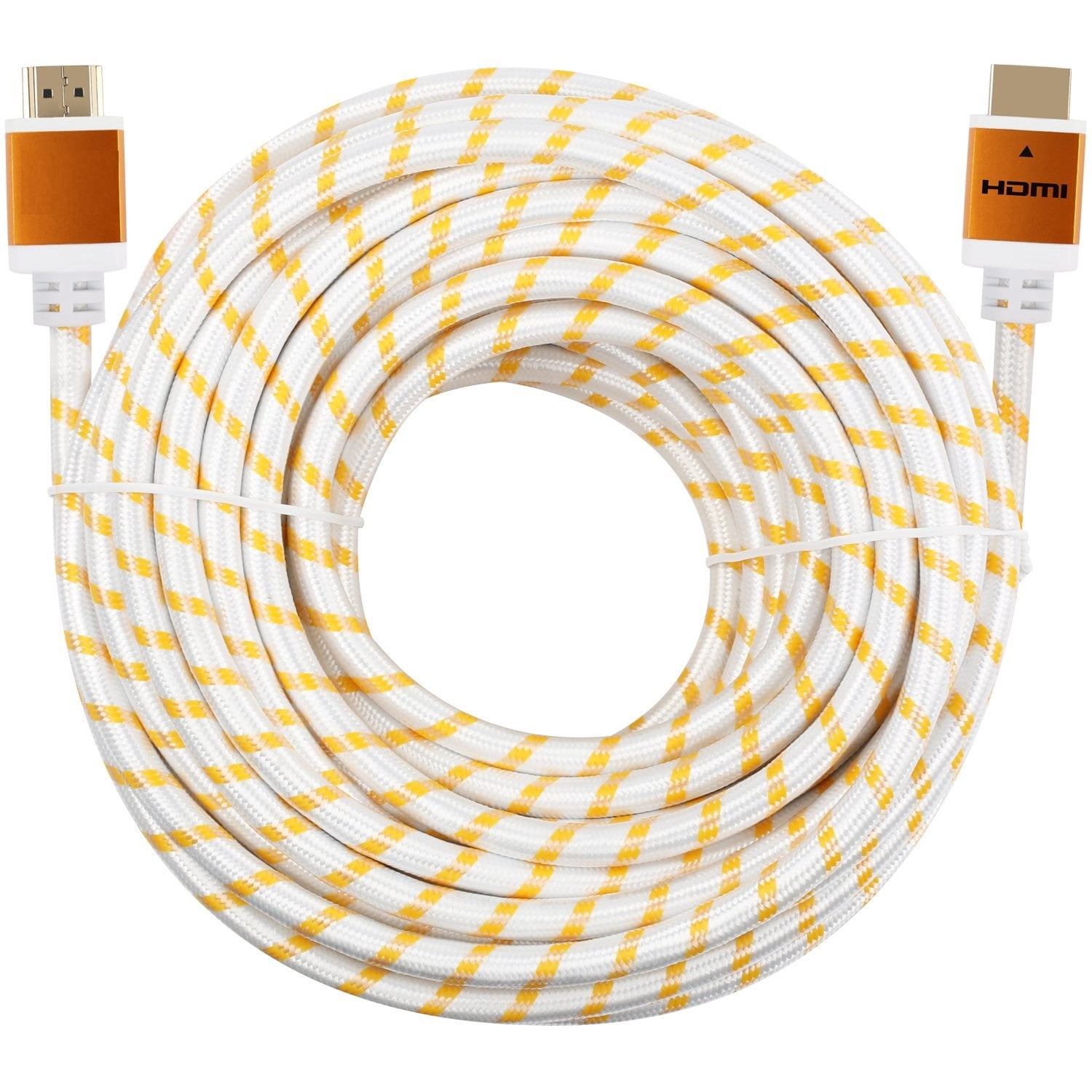 Cablevantage HDMI 75Feet Cable 1.4V 75 FT High Speed Supports Ethernet Audio Return ( ARC ), Bandwidth up to 18Gbps, 3D HD 1080p Ready, Braided Nylon Cable Cord Gold Plated White