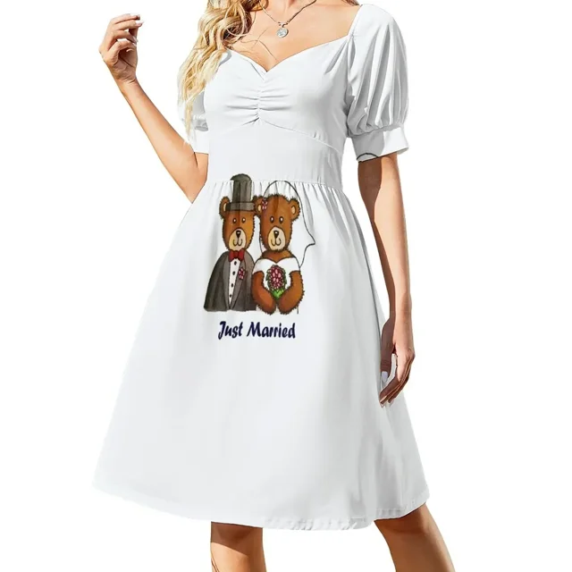 Vestido de manga corta para recién casados, elegante, para fiesta, noche, boda, noche, graduación, informal
