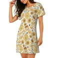thumbnail image 2 of Fotbe Honey Honeycomb Bata de Dormir para Mujer con Estampado, Camisón de Algodón de Manga Corta, Ropa de Dormir Casual, 2 of 6