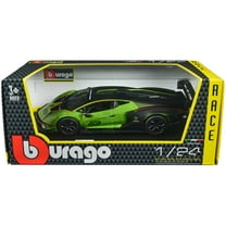 Lamborghini Essenza SCV12 #63 Green Metallic and Black "Squadra Corse" "Race" Series 1/24 Diecast Model Car by Bburago