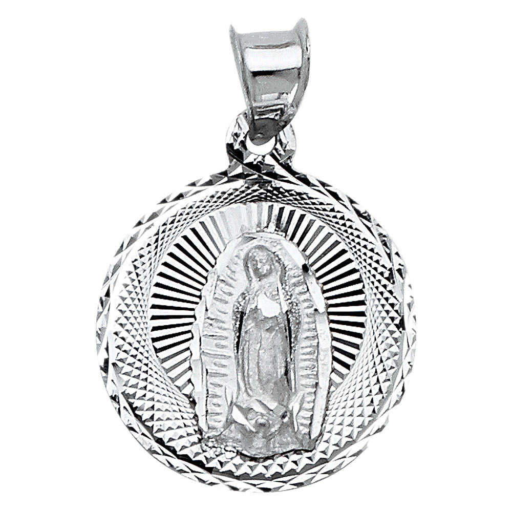 FB Jewels 14K White Gold Our Lady Of Guadalupe Virgin Mary Pendant 16mm ...