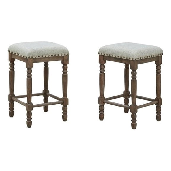 Carolina Classics Brittany Deluxe 26" Wood Stool in Walnut Brown (Set of 2)