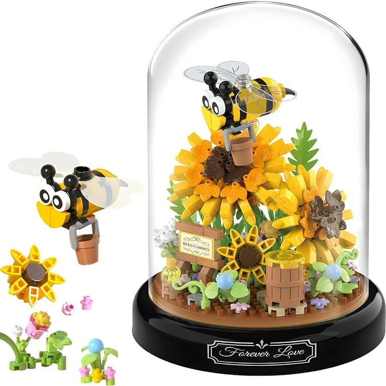 SYRINX Bee Sunflower Bouquet Building Block Set, 548 PCS, Micro