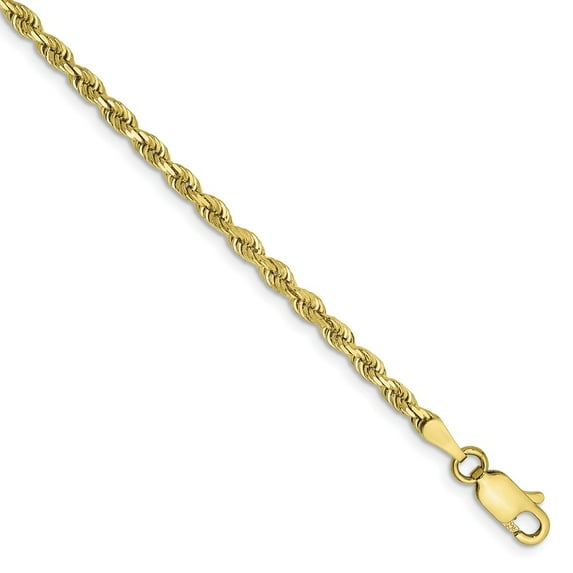 10K Yellow Gold chain Rope Diamond-cut 8 in 2.75 mm