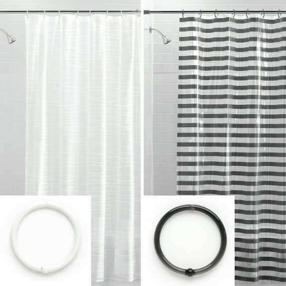 Maytex Oasis Luisa 26-Piece Shower Set: Includes 1 Oasis PEVA Shower Curtain, 1 Luisa PEVA Shower Curtain and 2 Sets of 12 Shower Hooks