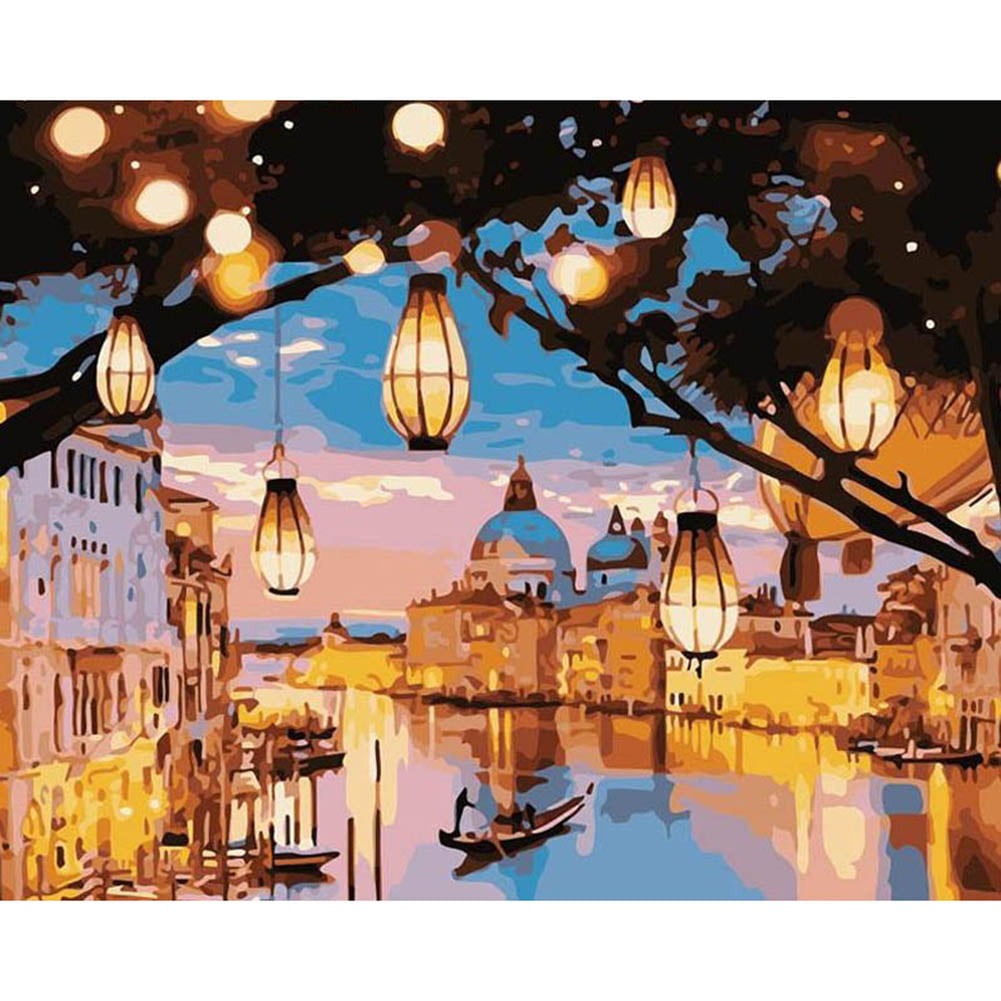 Venice Night View Oil Painting By Numbers Canvas Picture Set Kit No Frame 