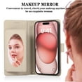 thumbnail image 4 of Dteck for iPhone 15 Plus Case with Shoulder/Wrist Strap,Magnetic Leather Case Card Slots Wallet with Mirror Shockproof TPU Kickstand Cover for iPhone 15 Plus,Beige, 4 of 8
