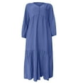 thumbnail image 4 of Turilly Fashion Women's Dresses Casual Long Sleeve Color V-Neck Long Dress, 4 of 4