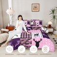 thumbnail image 3 of Castle Fairy Vintage Camo Deer King Size Comforter Sets 3pcs,Abstract Geometric Plaid Comforters King Size,Pink Reversible,1 Comforter and 2 Pillowcases, 3 of 6