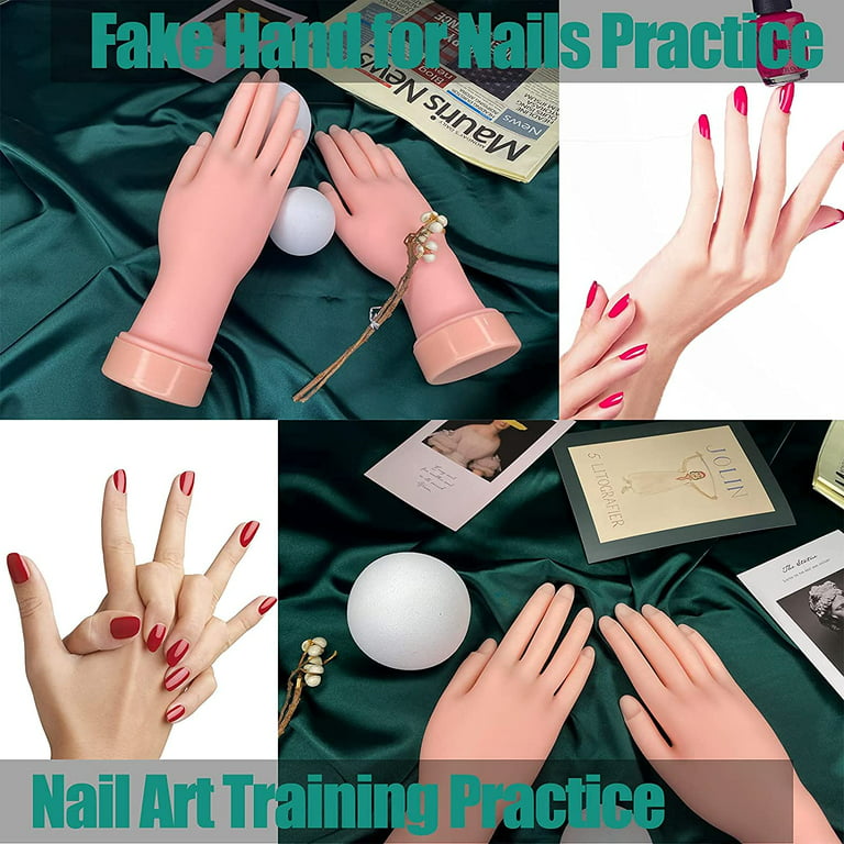 Yirtree Practice Hand for Acrylic Nails, Fake Nail Hand Practice, Flexible  Bendable Mannequin Rubber Hand,Manicure Practice Hands Nail Art Hand  Training Hand for Nail Practice 