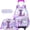 Purple L, variant on Purple Kids Rolling Backpack with Wheels for Girls Cute Roller Backpacks for School with Lunch Box Pencil Case Wheeled Bookbag for Pupil Ages 6-12