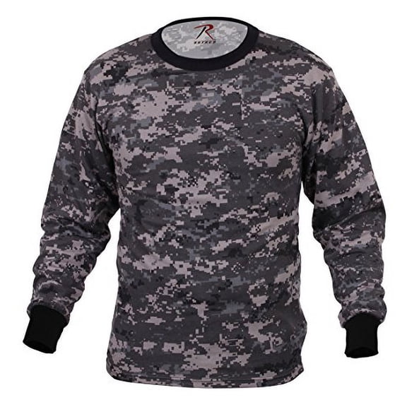 Long Sleeve Digital Camouflage T-Shirt, Subdued Urban Digital Camo