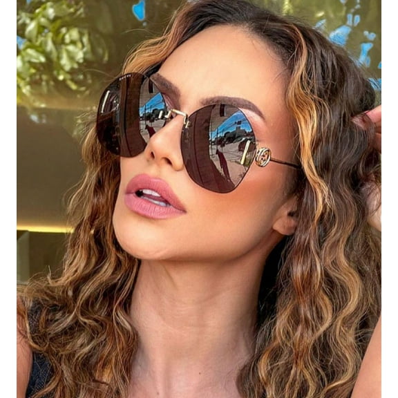 Gucci GG1203S 002 65mm Geometric Sunglasses Women's Gold
