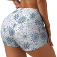 thumbnail image 2 of Fotbe Retro ice blue snowflakes Seamless Shorts, Womens Workout Shorts High Waist Stretch Booty Short for Gym/Yoga/Running/Biking-Medium, 2 of 9