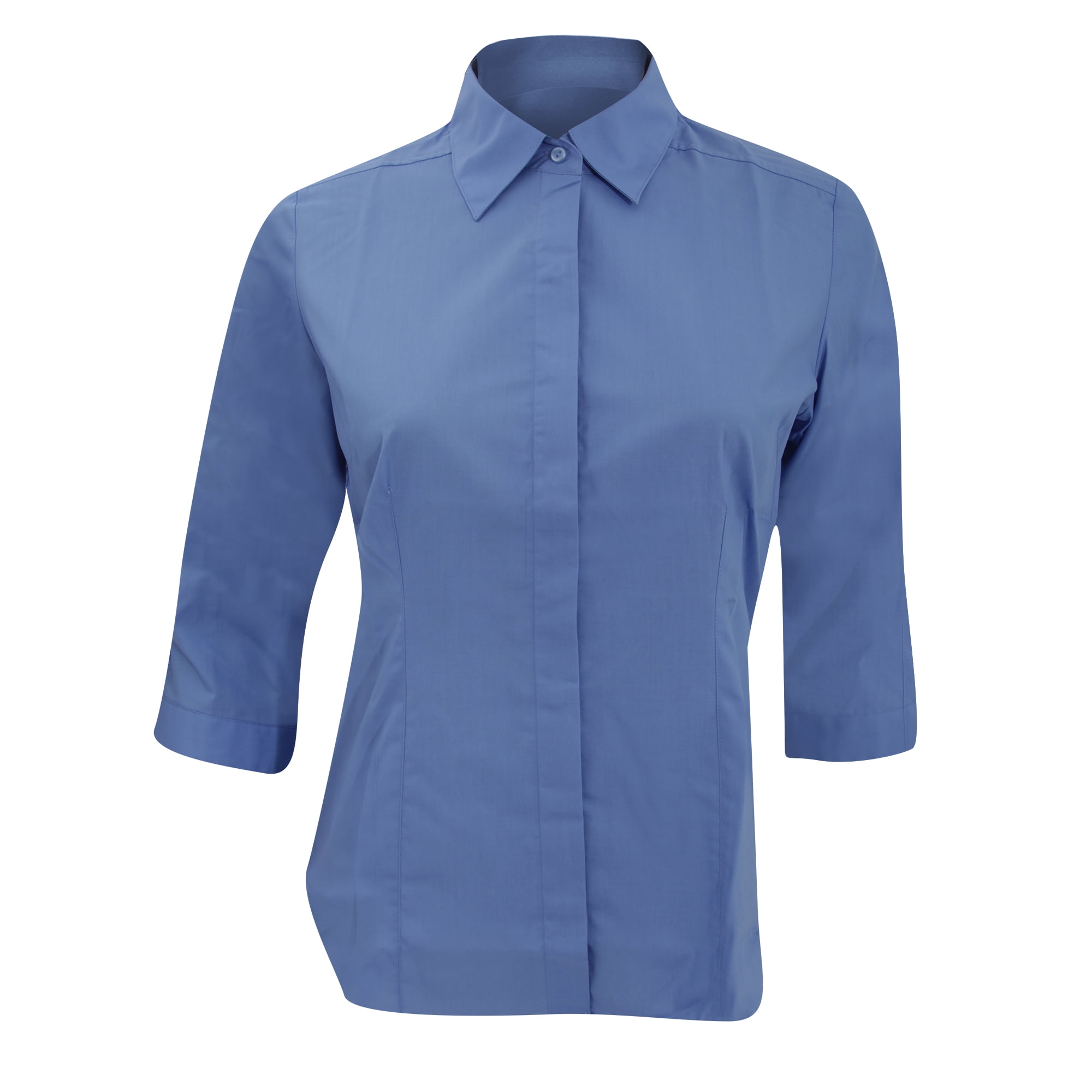 RUSSELL COLLECTION 3//4 SLEEVE POPLIN SHIRT EASY CARE COLLAR SMART LADIES XS-4XL
