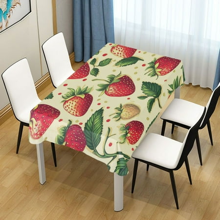 

60x90 Inch Tablecloth Polyester Square Tablecloth for Home Kitchen Dinner Decor Strawberries Pattern