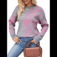thumbnail image 3 of Suéter de Larga para Mujer, Suéter Informal de Otoño con Cuello Redondo, Jersey de Punto con Estampado de Leopardo, y Holgado. Gris S, 3 of 10