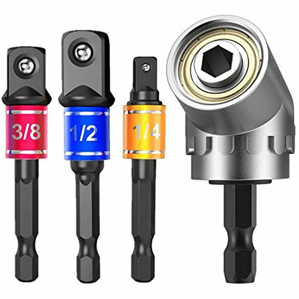 Impact Grade Driver Sockets Adapter Extension Set Drill Bit + Right