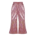 thumbnail image 4 of iiniim Kids Shiny Metallic Flare Pants Girls Elastic Waistband Wide Leg Bell Bottom for Performance Party, 4 of 7