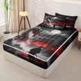 thumbnail image 2 of Metsweet Japanese Samurai Dragon Zipper Twin Comforter Sets with Fitted Sheet and 2 Pillowcases, Moutain Scenery Zipper Bedding Set, Black Red White,4-Piece,Black Reversible, 2 of 6