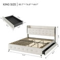 thumbnail image 4 of TROPOW Queen Size Bed Frame,Upholstered Platform Bed Frame with Trundle and 4 Storage Drawers,Bed Frame with Diamond Tufted Headboard,Wooden Slats Support,No Box Spring Needed,Easy Assembly,Beige, 4 of 10