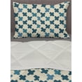thumbnail image 3 of Geometric Comforter & Sham Bedding Set, Continuous Art Pattern of Brushed Diagonal X Shapes Repetitive Design, 3 pcs Duvet Set Microfiber Filling Quilt, 5 Sizes, Cream and Dark Teal, by Ambesonne, 3 of 4
