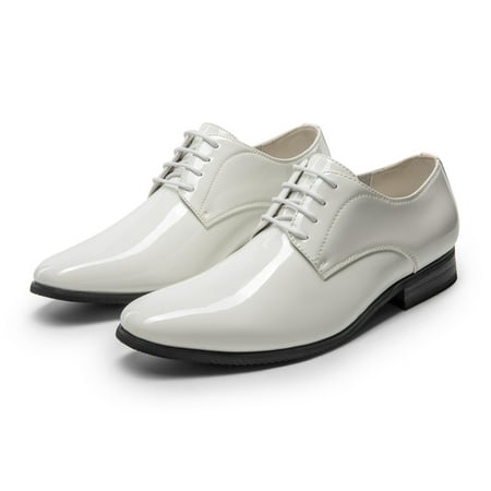 BURUDANI Men s Faux Patent Leather Tuxedo Dress Shoes Classic Lace-up Formal Oxford