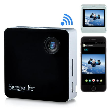 SereneLife SLBCM18BK 1080p WIFI Enabled App Controlled 2 In 1 Pocket Camera