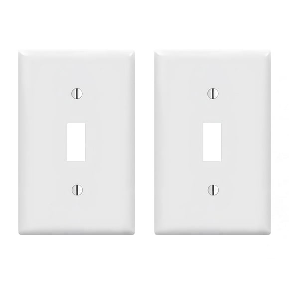 Light Switch Cover Plate Toggle Light Switch Wall Plate Toggle Wall Plate Cover Standard Size 1-Gang 4.50"" x 2.76"" Unbreakable Polycarbonate Thermoplastic UL Listed (2 Pack Glossy White)