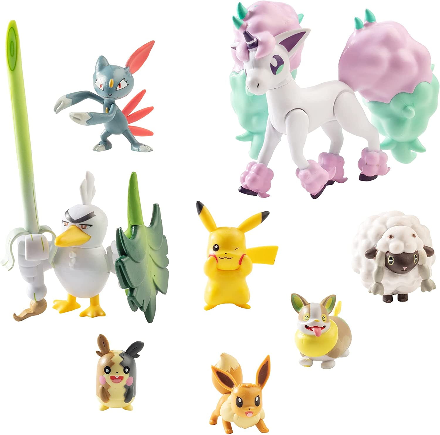 Pokemon Battle Figure Multi Pack Toy Set, 8 Pieces - Generation 8 -  Includes Pikachu, Eevee, Wooloo, Sneasel, Yamper, Ponyta, Sirfetch'd &  Morpeko - Ages 4+ 