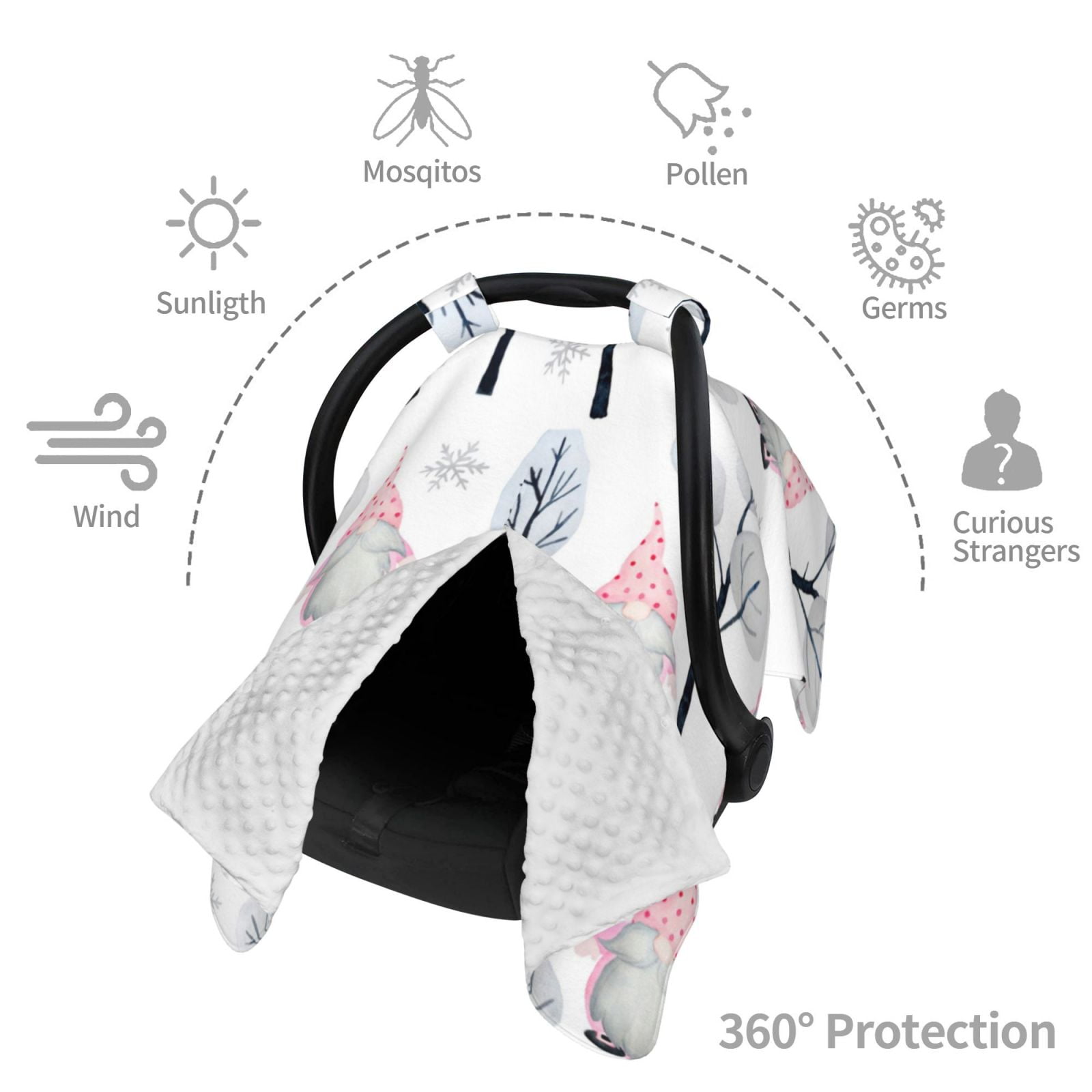 Car Seat Cover Baby - Pink oldman Winter Forest Breathable Infant Car Seat Cover for Baby Carseat, Lightweight Comfort Baby Essentials Must Haves Newborn Stuff for Girl Boy