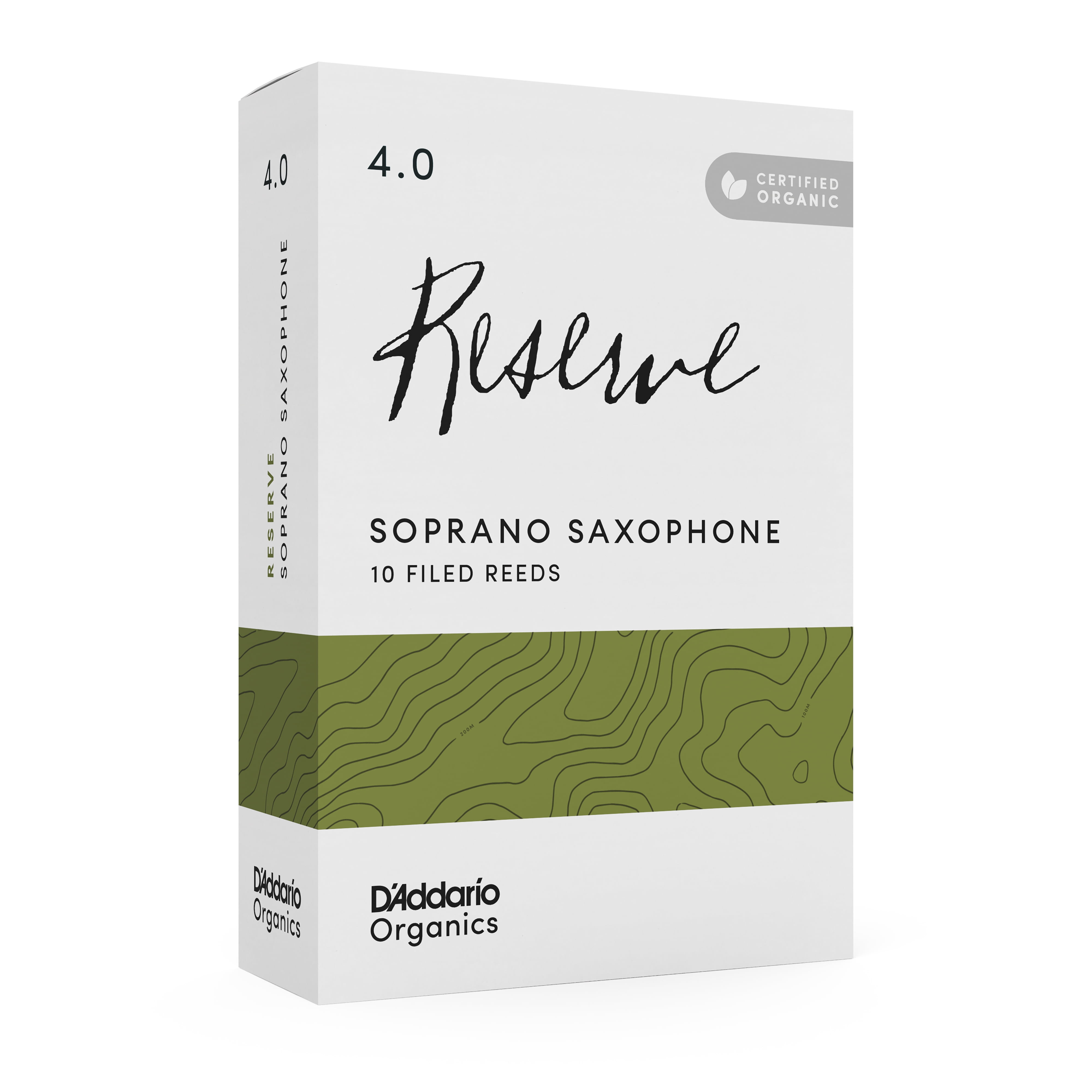D'Addario Organic Reserve Soprano Saxophone Reeds, Strength 4.0, 10-pack