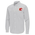 thumbnail image 2 of Men's Antigua Gray Calgary Flames Ellis Tri-Blend Long Sleeve Button-Down Shirt, 2 of 3