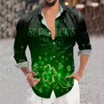 thumbnail image 2 of Hfolob Men's Shirt Mens St. Patrick's Day Print Button Lapel Long Sleeve Shirt Top Stylish, 2 of 4