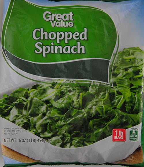 Great Value Chopped Spinach, Frozen Spinach, 16 oz, Bag